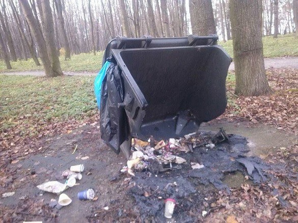Спалили смітник, понівечили скульптуру: у черкаському парку розгулялися вандали (ФОТО)