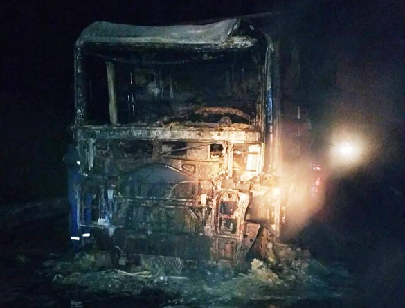 На Черкащині вщент згоріла вантажівка (ФОТО)