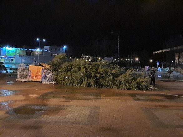 У Каневі на площі впала новорічна ялинка (ФОТО)