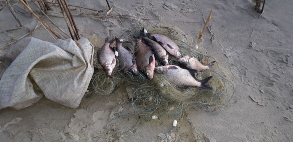 У Черкаській області затримали двох чоловіків, які ловили рибу сіткою