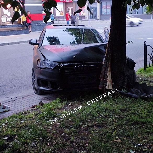 П'яний водій у Черкасах в'їхав у дерево (ФОТО)