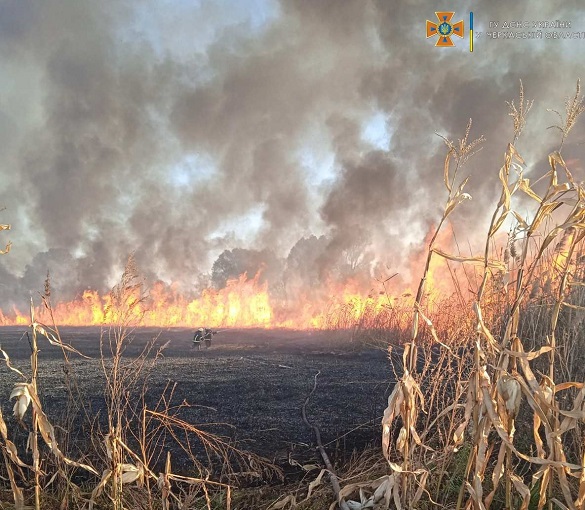Рятувальники Черкащини гасили три пожежі на відкритих територіях