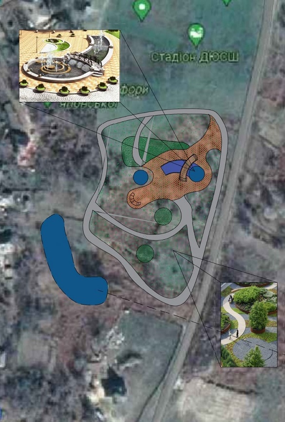 Бігові доріжки та озеро: в Золотоноші представили ескіз спортивно-розважального парку